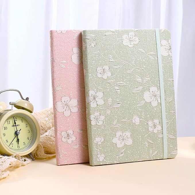 A5 Notebook, Ruled Paper, Lined Page, Linen Cover, Flower Fabric, Journal - Image 7