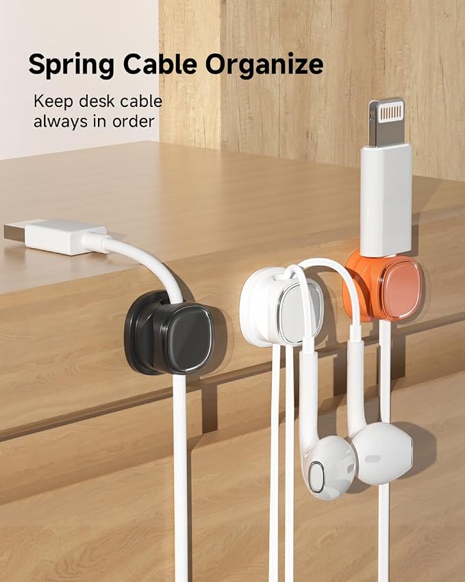 9 Pack Cord Organizer, Spring Cable Management, Adhesive Cute Cable Holder Clips - Image 2