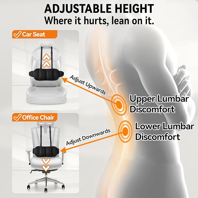 Lumbar Support Pillow for Car, Back Support for Car Seat Cushion, Adjustable - Image 2