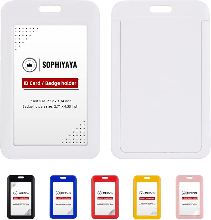 12 Pack Sliding ID Badge Holder Heavy Duty Hard Plastic Card Sleeve Secures by SOPHIYAYA