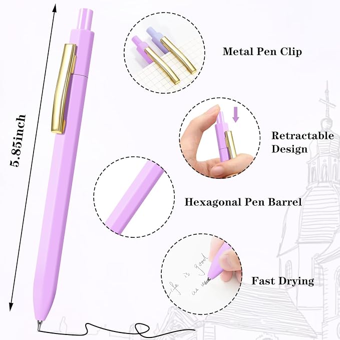 Piochoo Pens Ballpoint, 0.7mm Black Ink Pens, Cute Pen - Image 2