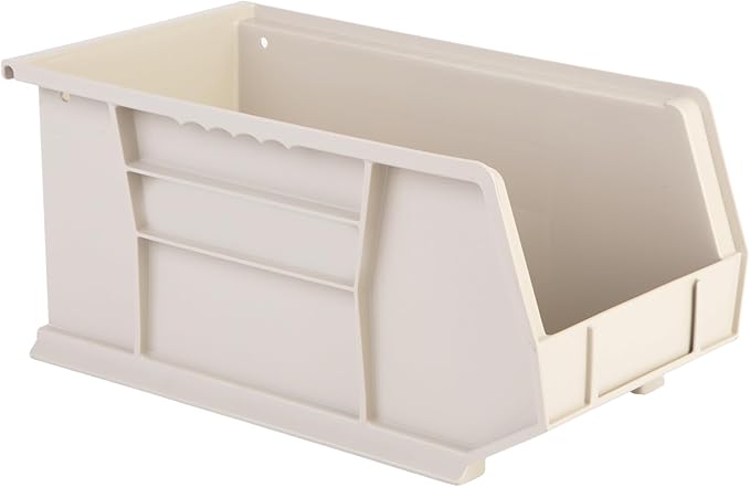 Hudson Exchange 15" x 8" x 7" Plastic Stackable Storage Bin and Hanging Container (Stone, 1 Pack)-DeskLoop Office