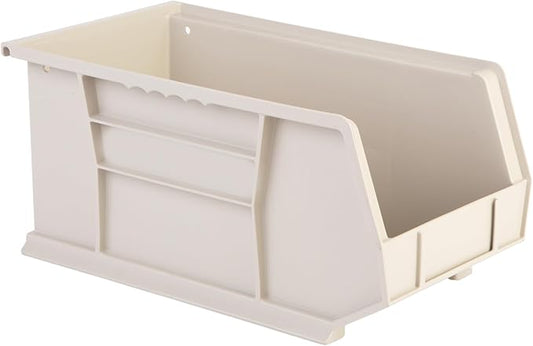 Hudson Exchange 15" x 8" x 7" Plastic Stackable Storage Bin and Hanging Container (Stone, 1 Pack)-DeskLoop Office