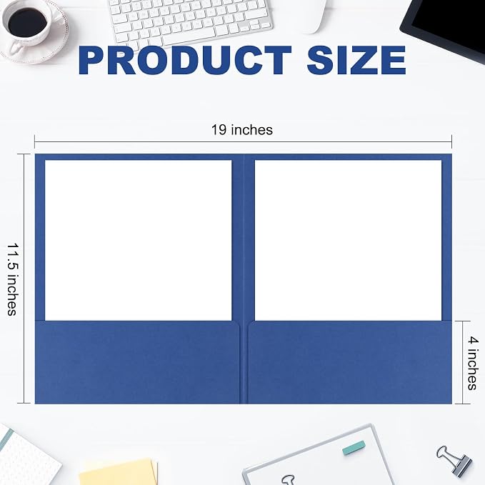 Kisston 20 Pack Executive Twin Pocket Folders Letter Size Blue - Image 2