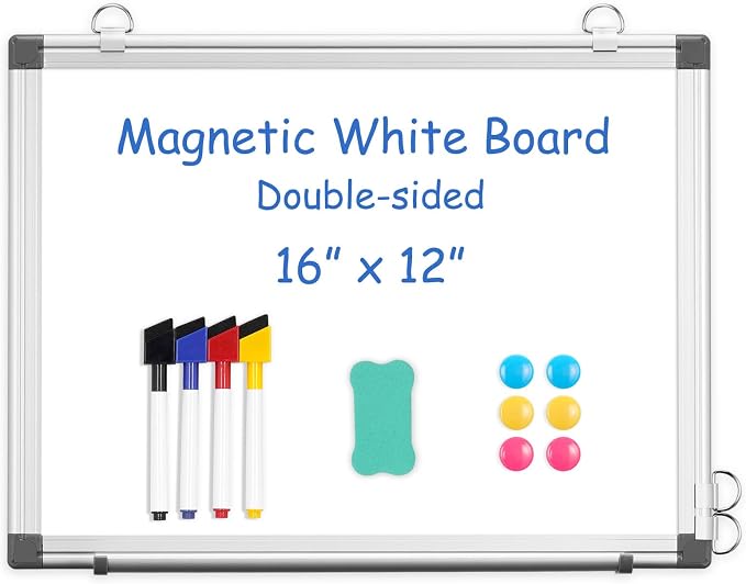 WALGLASS Double-Sided White Board, Hanging Mounted Whiteboard Silver Aluminium by WALGLASS