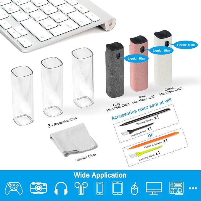 walrfid 3Pcs Car Screen Cleaner, Computer Screen Cleaner Spray and Wipe, Laptop Cleaner Kit for Cleaning iPad, iPhone, Cellphone, MacBook, Car Display, Electronic Device Screen, Grey Pink Cream-DeskLoop Office