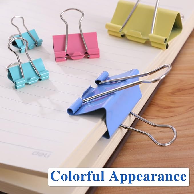 OWLKELA 100 Pcs Colored Binder Clips, Paper Clamps, Paper Binder Clip, Metal - Image 5