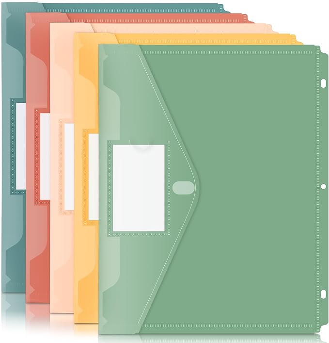 Forvencer Binder Pocket, 5 Pack Super Heavyweight Plastic Folders by Forvencer