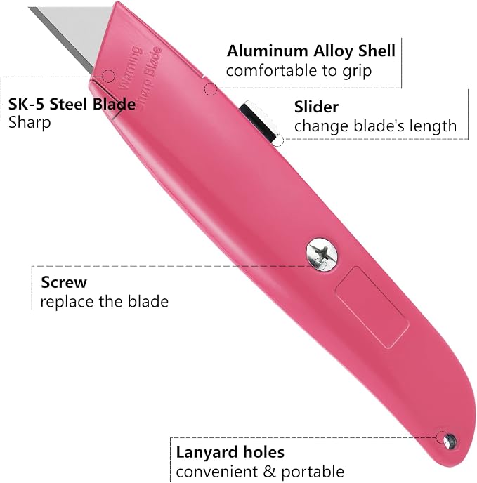 DIYSELF 2Pack Utility Knife Box Cutter Retractable Blade Heavy Duty, Box Cutters - Image 5