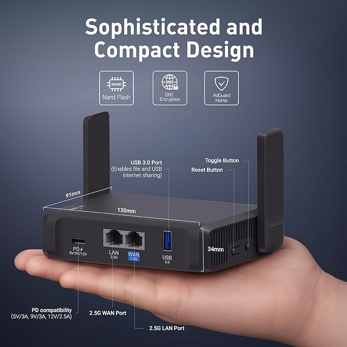 GL.iNet GL-BE3600 (Slate 7) Portable Travel Router, Pocket Dual-Band Wi-Fi 7, 2.5G Router, Portable VPN Routers WiFi for Travel, Public Computer Routers, Business Trip, Moblie/RV/Cruise/Plane-DeskLoop Office