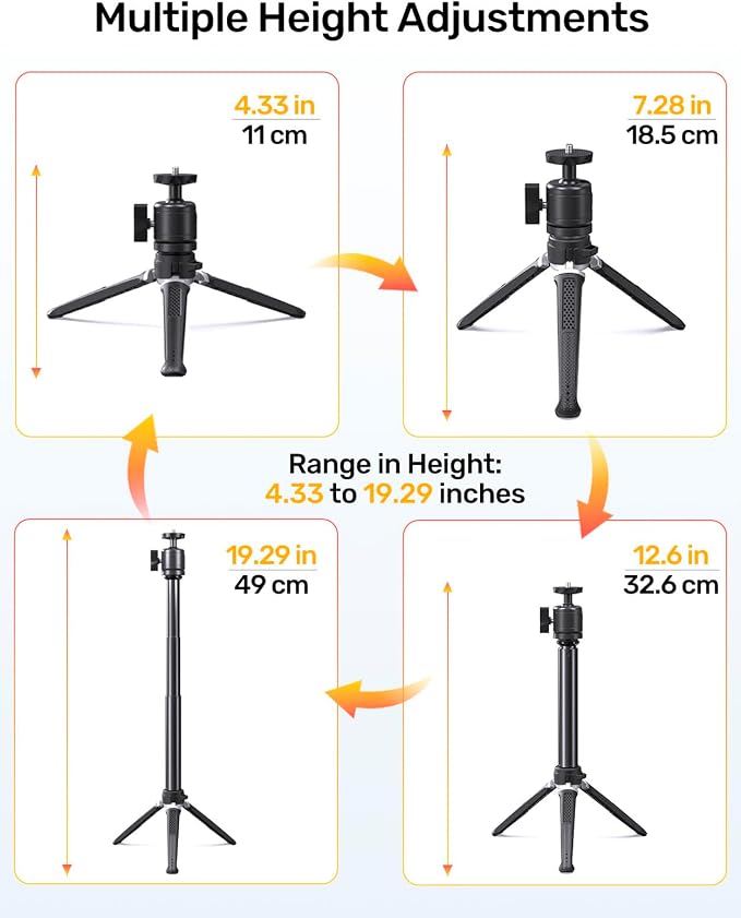 Webcam Tripod Stand for Desk, 3 Level Extendable Camera Tripod Mount for - Image 3