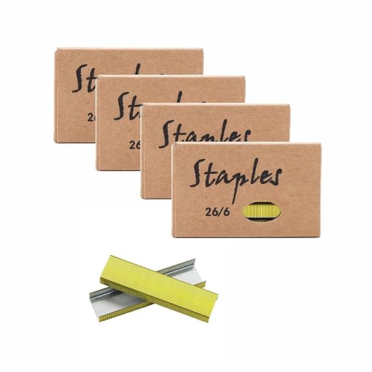 Yellow Gold 26/6 Standard Staple Set 12mm Width 1000/Box 4 Boxes/Pack 4000 by MEIYITIAN