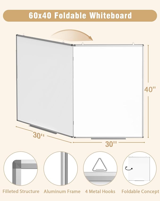 60"X 40" Large Magnetic Dry Erase Whiteboard, Wall Hanging Board - Image 4