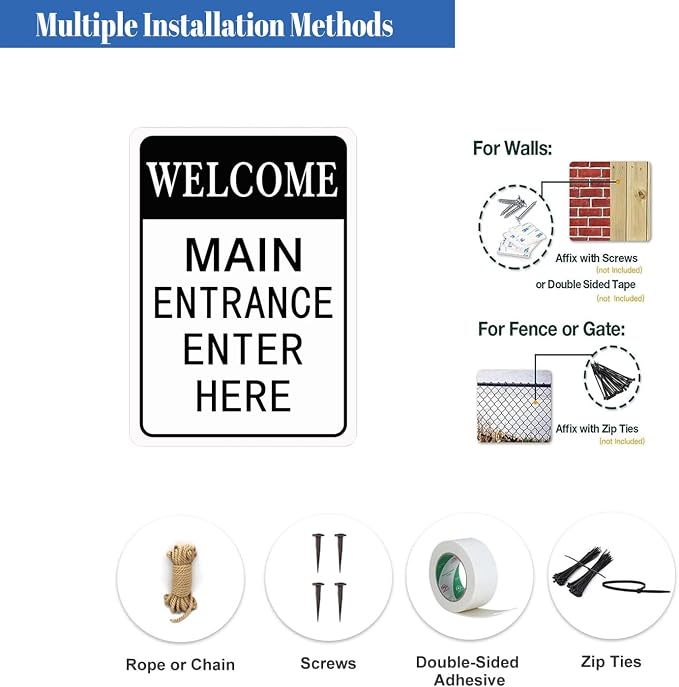 HBXNZ Main Entrance Enter Here Sign Security Street Road Metal Tin Sign Wall - Image 4