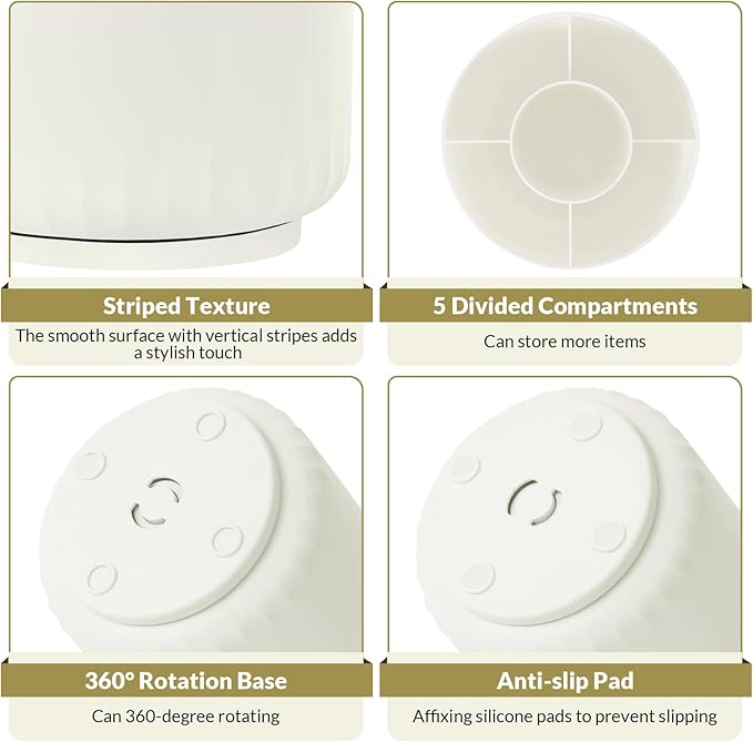 SKYDUE 360 Degree Rotating Desk Organizer, Small Dual-Purpose Pencil Pen Holder for Desk, Rotating Pencil Cup with 5 Slots, Office Supplies, Desk Decor for Office, School, Home-DeskLoop Office
