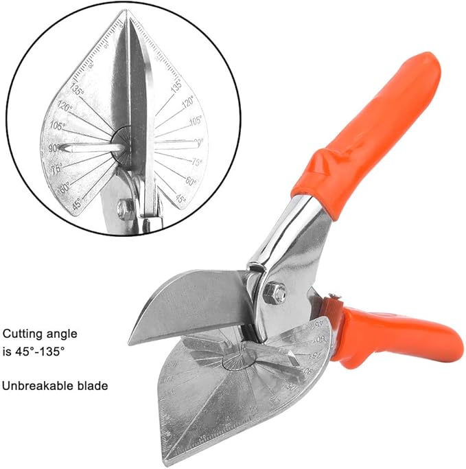 Garosa Miter Shear Multifunctional Trunking Trim Cutter 45 to 135° Angle Adjustable Quarter Round Cutting Tool Trunking Tube Trim Scissor for Angular Cutting Moulding Trim-DeskLoop Office