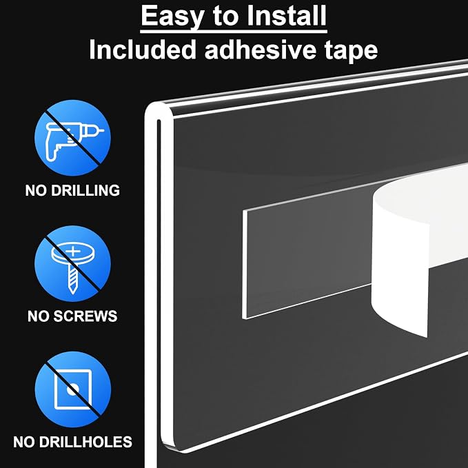 Acrylic Sign Holder 11 x 17 inches Wall Mount, 6 Pack Adhesive Vertical Wall - Image 2