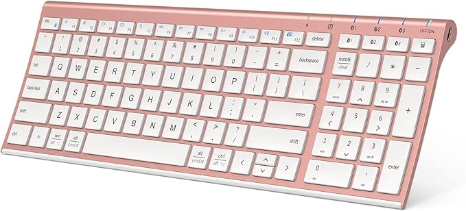 iClever BK10 Bluetooth Keyboard, Universal Bluetooth 5.1 Wireless Keyboard with Number Pad, Ergonomic Design, Multi-Device Compatibility, Stable Connection for Mac, iPad, iPhone, Android, Windows-DeskLoop Office