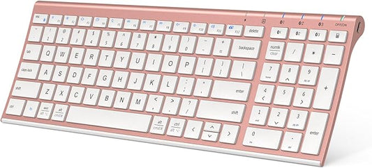 iClever BK10 Bluetooth Keyboard, Universal Bluetooth 5.1 Wireless Keyboard with Number Pad, Ergonomic Design, Multi-Device Compatibility, Stable Connection for Mac, iPad, iPhone, Android, Windows-DeskLoop Office