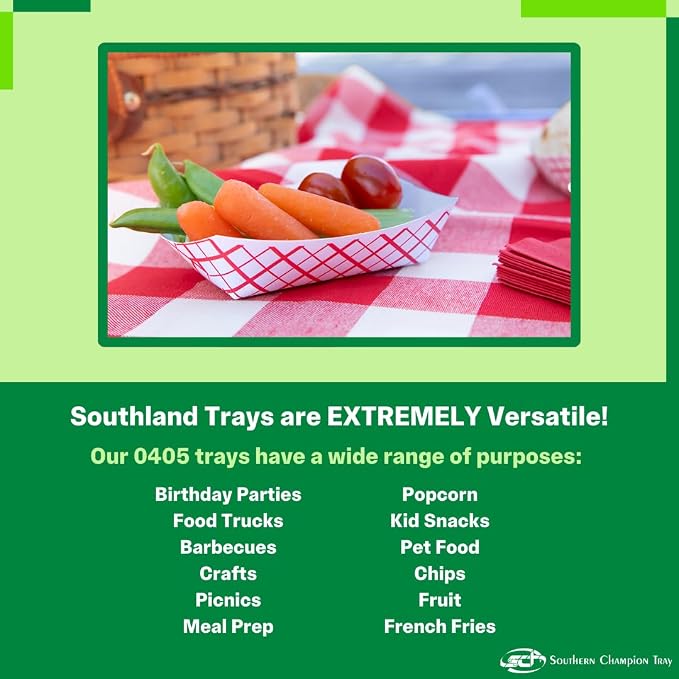 Southern Champion Tray 0405 #40 Southland Paperboard Red Check Food Tray - Image 4