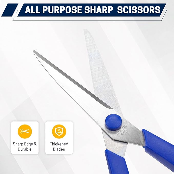 BURVAGY 8" 20 Pack All Purpose Heavy Duty Scissors- Comfort-Grip Sharp Scissors - Image 4