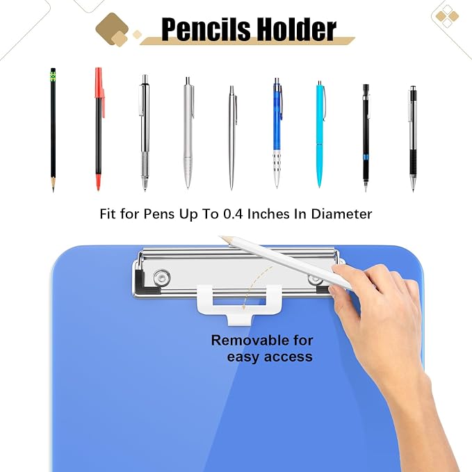 Hongri Plastic Clipboard with Pen Holder, Nurses and Women, Low Profile Clip - Image 3