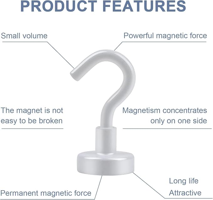 DIYMAG Magnetic Hooks, 30Lbs Strong Heavy Duty Cruise Magnet S-Hook - Image 4