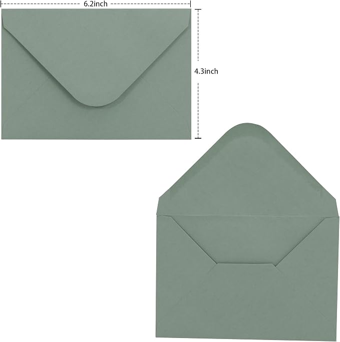 Sage Green Envelopes 4 x 6 Inch, 50 Pack, A4 Size Blank 4 1/4” X 6 1/4” - Image 2