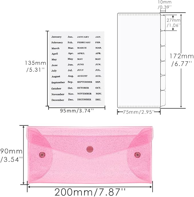 Cash Envelope Wallet Budgeting System PVC Multi-Purpose Pink Cash Stuffing - Image 6