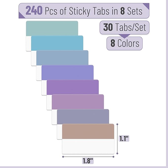 Mr. Pen- Sticky Index Tabs, 240 Pcs, Colorful Sticky Tabs for Notebooks, Page Markers, Page Tabs for Binders, Page Tabs Sticky Tabs for Books, Notebook Tabs, Book Sticky Tabs for Notebooks-DeskLoop Office