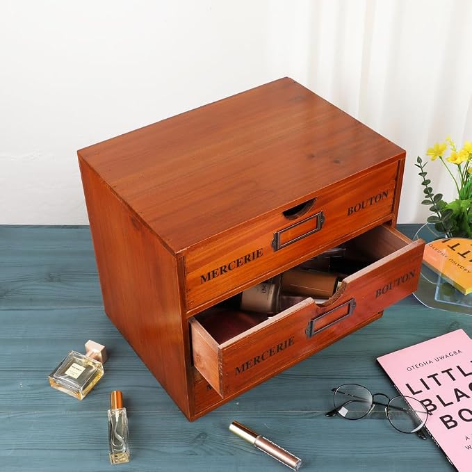 Wooden Storage Box Rustic Desktop Organizer - Image 5