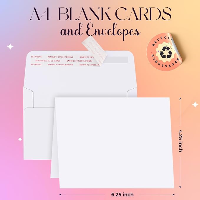 ACSTEP 50Pack Blank Cards and Envelopes 4X6 White Cardstock - Image 2