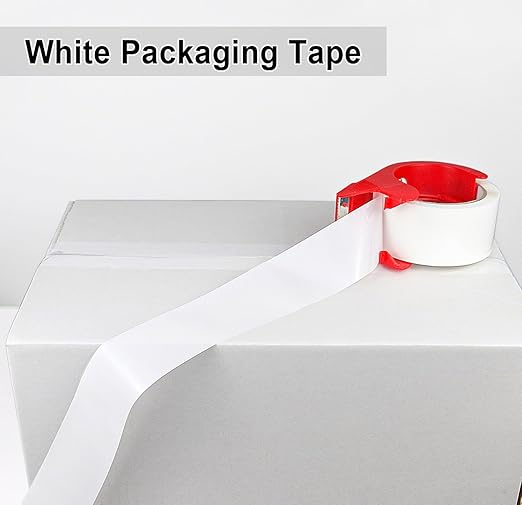 BOMEI PACK White Packing Tape with Dispenser, 2.4 Mil 1.88 Inch x 60 Yards, 6 Refills Rolls White Tape for Box Moving, Shipping and Packaging-DeskLoop Office