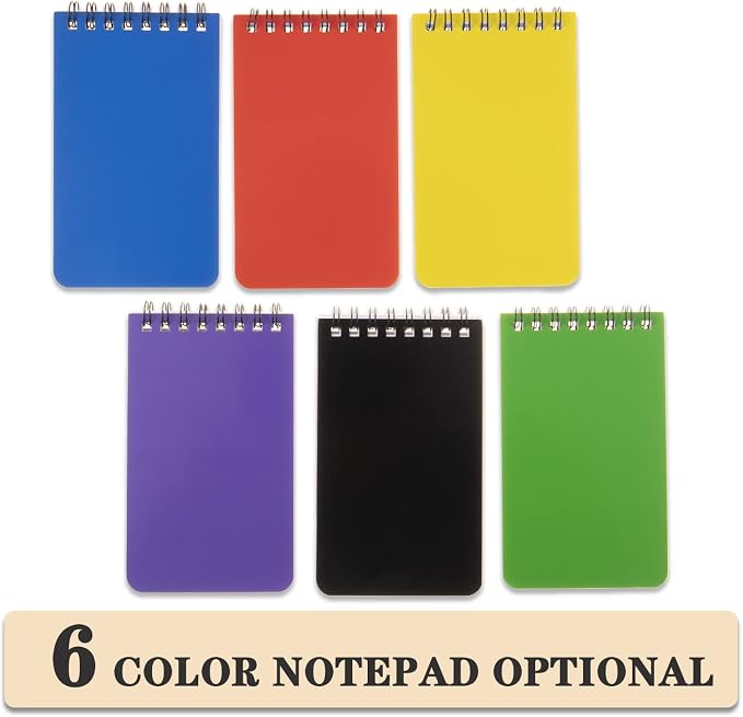 QiCheng 6pacs Pocket Notebook Mini Notepad Small Spiral Notebooks 3X5Inch | - Image 2