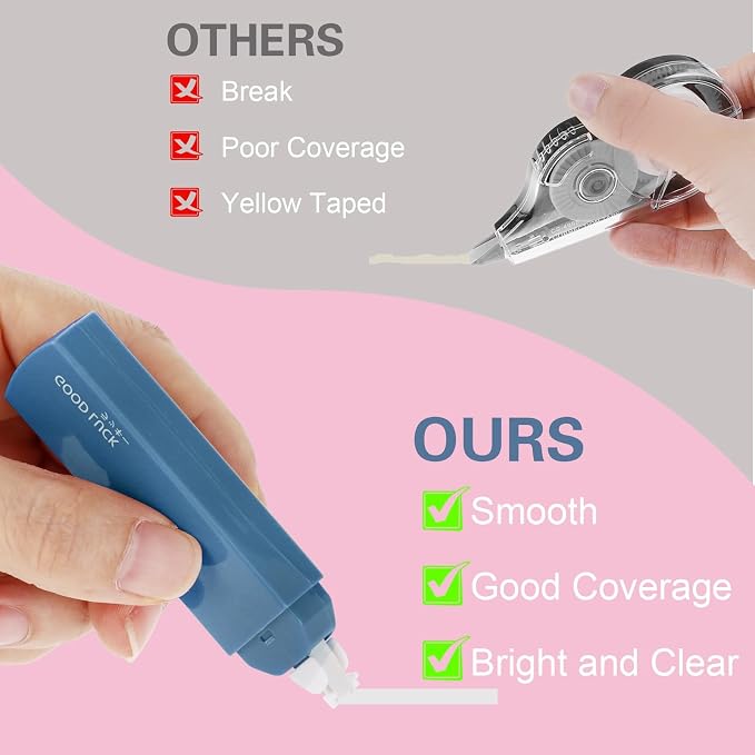 6Pcs Mini White Correction Tapes, Quick Dry Smooth Pull Out - Image 4