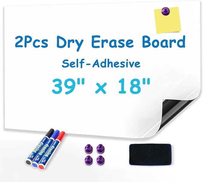 2-Pack, Adhesive & No Ghosting Magnetic Dry Erase White Board Sticker by YOUNGJQ