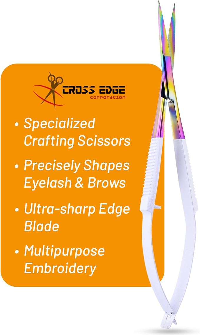 Cross Edge Spring Scissors 5 Inch straight Stainless-Steel Precision Eyebrow & by MyLashToolsByCrossEdge