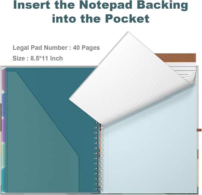 Hongri Clipboard Folio with Refillable Lined Notepad, 8.5 x 11 Folders with - Image 5