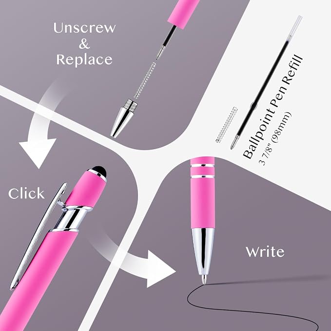 LINFANC 12 Pack Pink Ballpoint Pen - Image 3