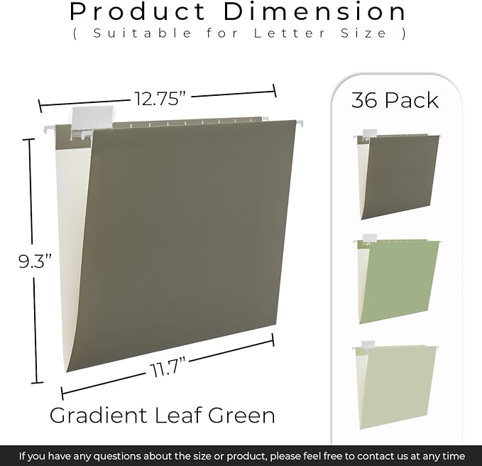Y YOMA 36 Pack Gradient Hanging File Folders Letter Size Decorative Hanging - Image 3