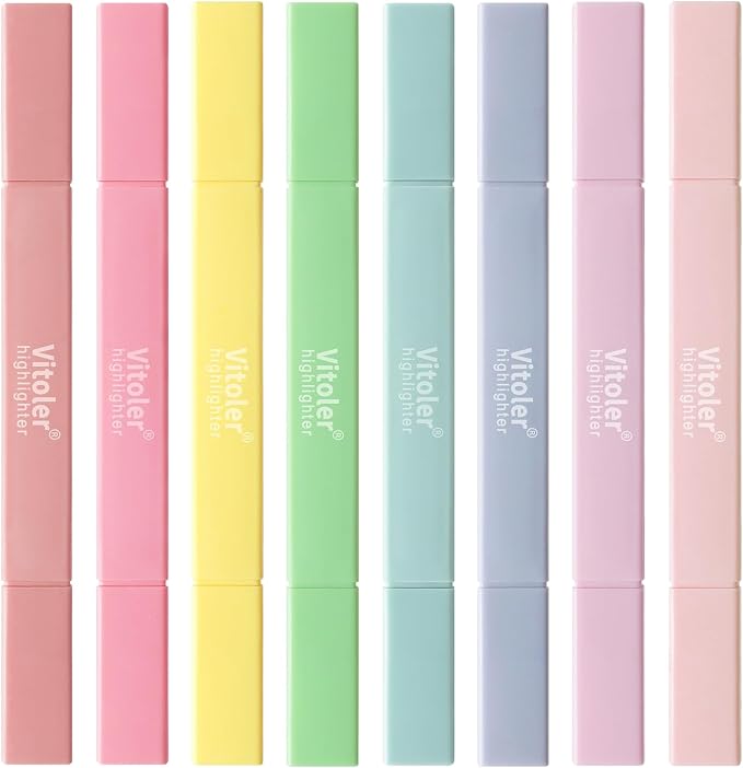 Vitoler 8pcs Aesthetic Highlighters, Chisel & Fine Tips Bible Highlighters | by VITOLER
