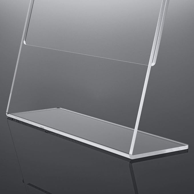 NIUBEE Acrylic Sign Holder 8.5x11 Inches 12 Pack Horizontal, Slant Back Clear - Image 5