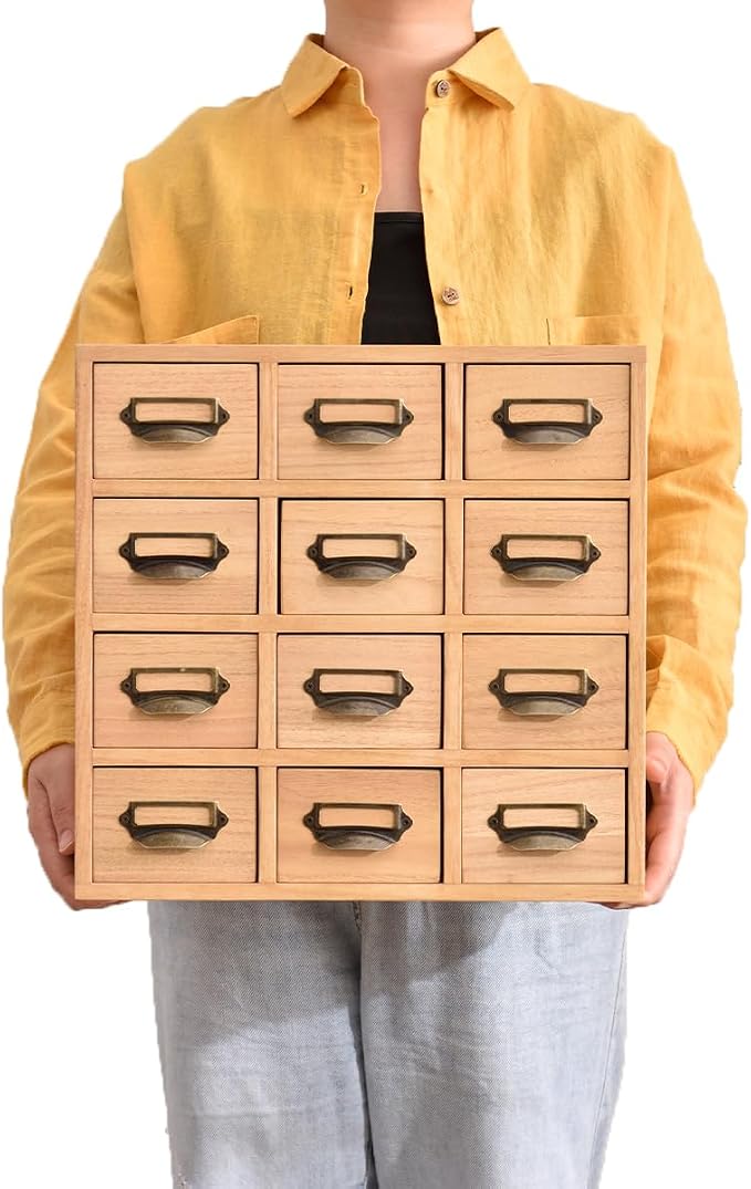KIRIGEN Wood Drawer Organizer Desktop Storage Cabinet Box Drawers - Image 8