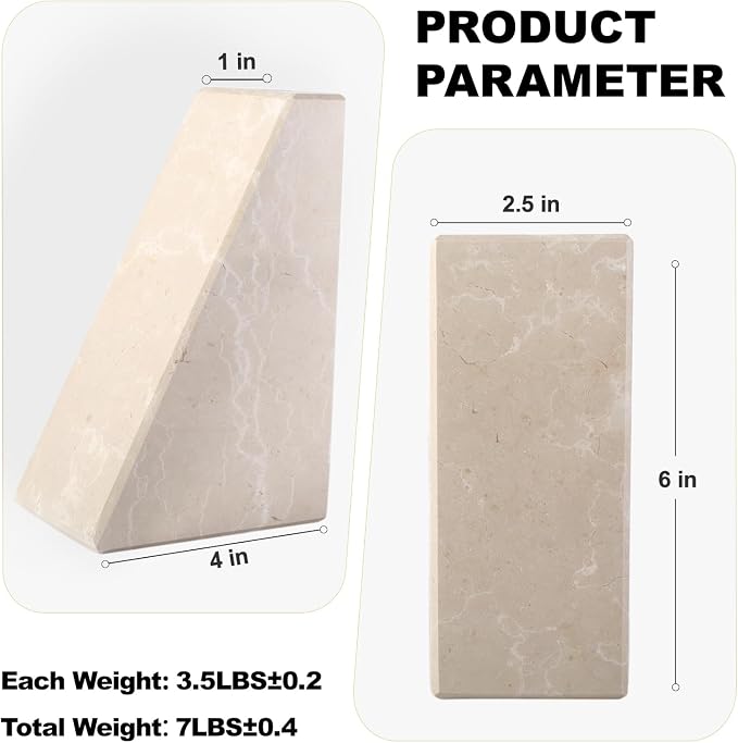 Marble Bookends for Heavy Books, Decorative Book Ends for Shelves, Durable and - Image 5