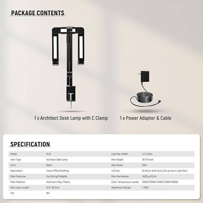 NEEWER Basics 32.5" Clip On Desktop LED Light - Image 8