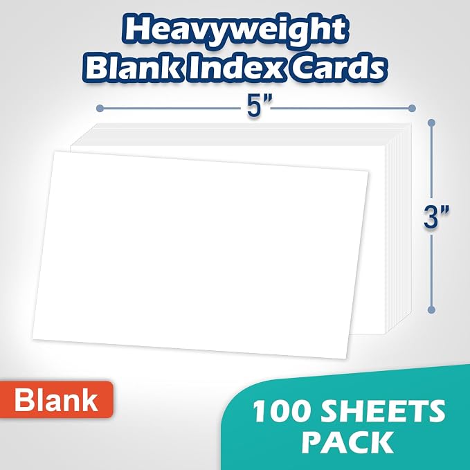 Blank Index Cards 3x5 Unlined Unruled Flash Note Cards 3" x 5", 200 GSM Heavy - Image 2