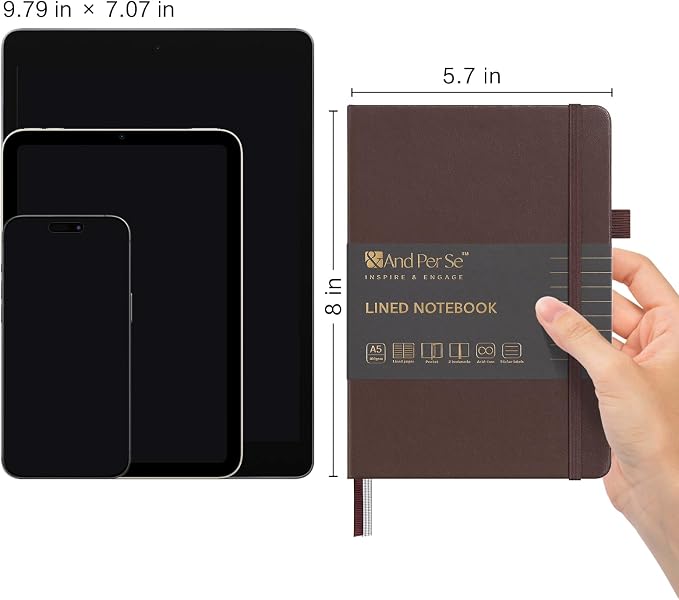 &And Per Se Lined Journal Notebook, 160 Pages, A5 5.7 x 8 inches College Ruled - Image 3