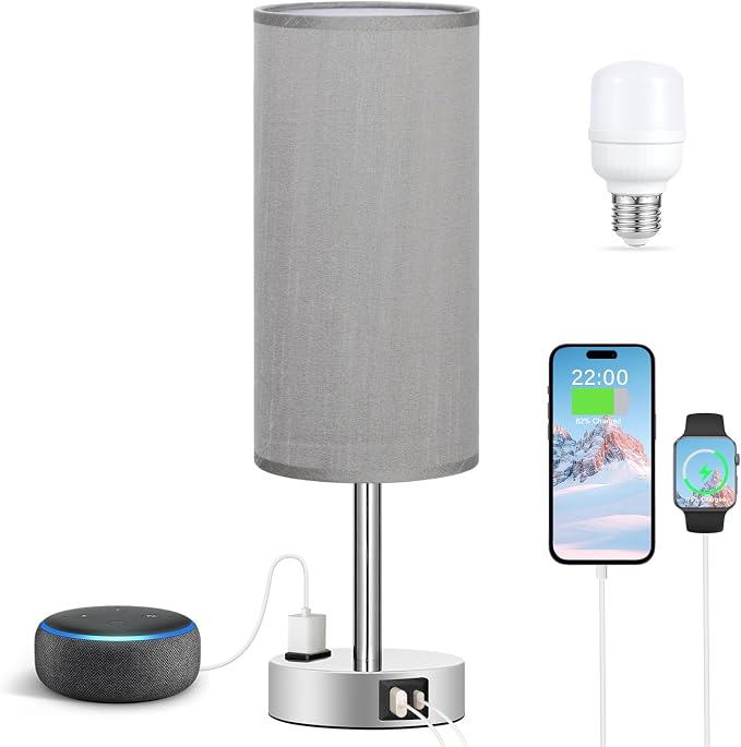Fenmzee Grey Nightstand Table Lamp - Image 6