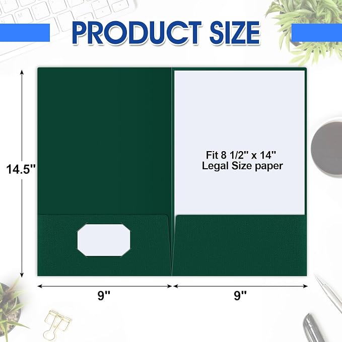 25 Pack 9" x 14.5" Legal Size Folders Linen Presentation Folders Bulk - Image 2