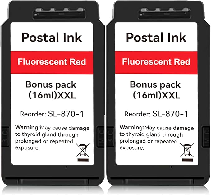 2-Pack SL-870-1 XXL Red Ink Cartridge High Capacity Compatible for SL870-1 SL8701 Fluorescent Red Ink Replacement for The PB N e w SendPro Mailstation Postage Machines (CSD1)-DeskLoop Office